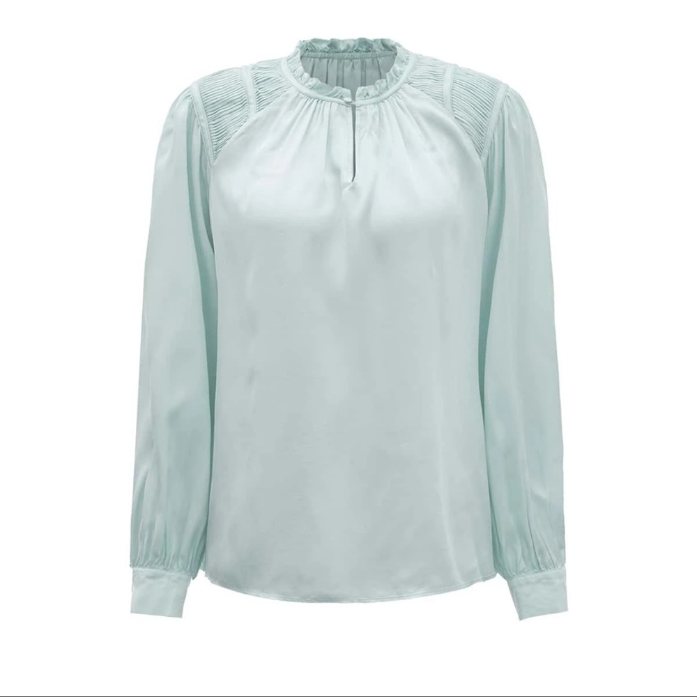 MOTF PREMIUM Mint Green Viscose Notched Neck Top | XS | NWT